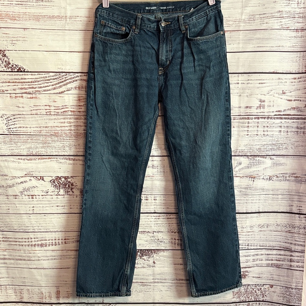 Old Navy Men's Dark Blue Loose Ample Straight Jeans
